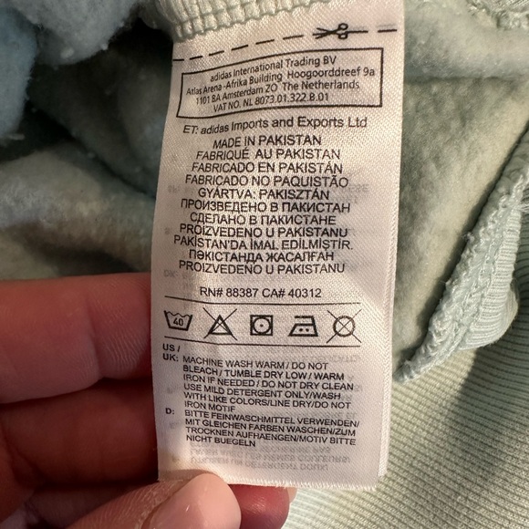 Mint green adidas cropped hooded pullover. - Picture 4 of 7